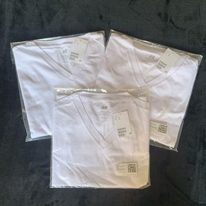 H&M White V-Neck T-Shirts - BRAND NEW